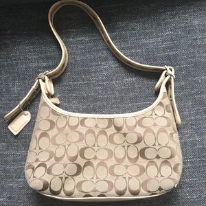 Tan Signature Coach Shoulder Bag.